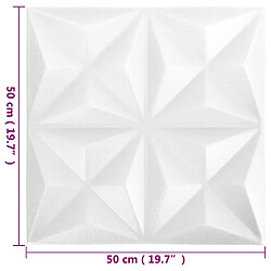 vidaXL Panneaux muraux 3D 12 pcs 50x50 cm blanc origami 3 m² pas cher