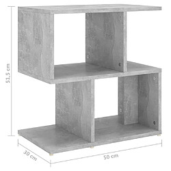 vidaXL Table de chevet gris béton 50x30x51,5 cm bois d'ingénierie pas cher