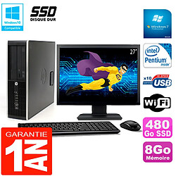 PC HP Compaq Pro 6200 SFF Ecran 27" Intel G840 8Go 480 Go SSD Graveur DVD Wifi W7 · Occasion 