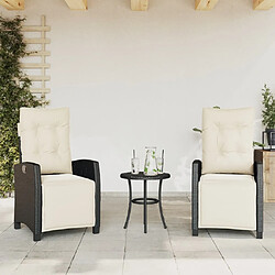 Maison Chic Lot de 2 Chaises inclinables de jardin repose-pied noir rotin -GKD79665