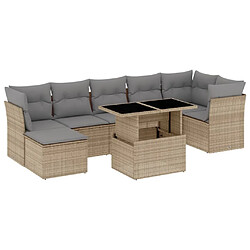 vidaXL Salon de jardin avec coussins 8 pcs beige résine tressée