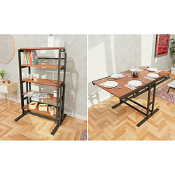 Blumie Etagère modulable (H125 x l78 x P62 cm) convertible en Table - style industriel