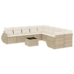 vidaXL Salon de jardin 11 pcs avec coussins beige résine tressée