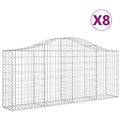 vidaXL Paniers à gabions arqués 8 pcs 200x30x80/100 cm Fer galvanisé