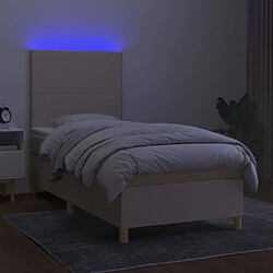 Avis vidaXL Sommier à lattes de lit et matelas et LED Crème 100x200cm Tissu