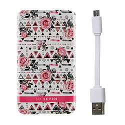 So Seven Powerbank 5000mAh Boho Fleur avec Coque pour Apple iPhone SE / 8 / 7 / 6S / 6 Multicolore 