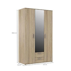 FINLANDEK Armoire de chambre SELKEA style contemporain decor chene sonoma - L 121 cm