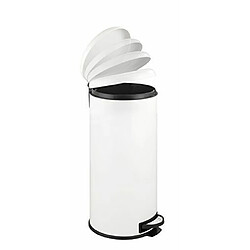 Wenko 22709100 Poubelle à pédale en Acier Inox Leman Easy Close, 30 litres, Blanc, 30,5 x 64 x 37,5 cm