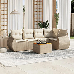 vidaXL Salon de jardin avec coussins 6 pcs beige résine tressée 