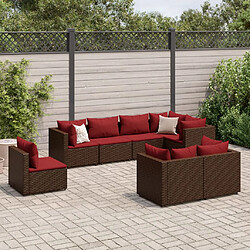 vidaXL Salon de jardin avec coussins 8 pcs marron résine tressée 