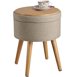 Acheter Helloshop26 Tabouret siège pouf avec coffre de rangement table basse beige 08_0000558