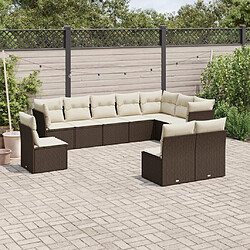 Maison Chic Salon de jardin 10 pcs avec coussins, Ensemble Tables et chaises d'extérieur marron résine tressée -GKD785349