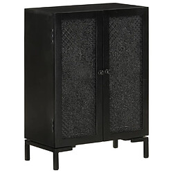 Maison Chic Buffet,Meuble de Rangement,commode pour salon,Cuisine noir 55x30x77 cm bois massif de manguier et fer -MN26442