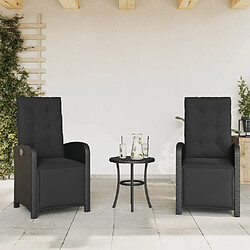 Maison Chic Lot de 2 Chaises inclinables de jardin repose-pied noir rotin -GKD76916