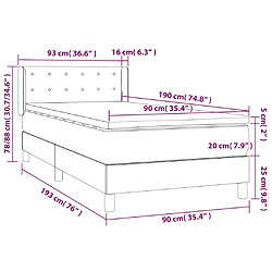 vidaXL Sommier à lattes de lit et matelas Gris clair 90x190 cm Velours pas cher