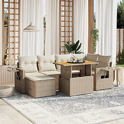 vidaXL Salon de jardin avec coussins 7 pcs beige résine tressée 