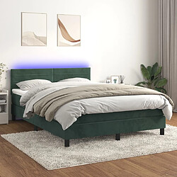 Sommier à lattes LED,Cadre à lattes de lit avec matelas pour Adulte Vert foncé 140x190 cm -MN41768