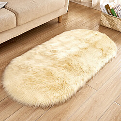 LUUCOZK Tapis moelleux en fausse fourrure Tapis à poils longs pour chambre à coucher SalonChambre-Beige-Ellipse 60x160CM