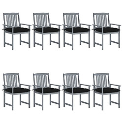 Maison Chic Lot de 8 Chaises de jardin,Fauteuil d'extérieur avec coussins Bois d'acacia solide Gris -MN22351