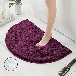 LUUCOZK Tapis de bain antidérapants absorbants à séchage rapide pour salle de bain - Fond en TPR violet prune-Demi-cercle 40X60CM