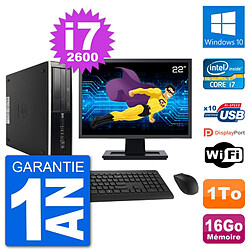 PC HP Compaq 6200 Pro SFF Ecran 22" i7-2600 RAM 16Go Disque 1To Windows 10 Wifi - Occasion