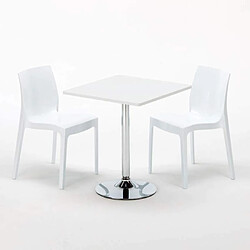 Avis Grand Soleil Table Carrèe Blanc + 2 Chaises Colorées