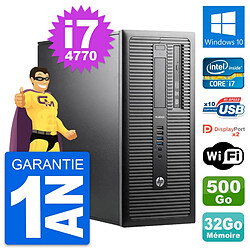 PC Tour HP ProDesk 600 G1 Intel i7-4770 RAM 32Go Disque 500Go Windows 10 Wifi - Occasion