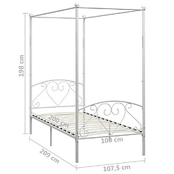 Acheter vidaXL Cadre de lit à baldaquin sans matelas blanc métal 100x200 cm