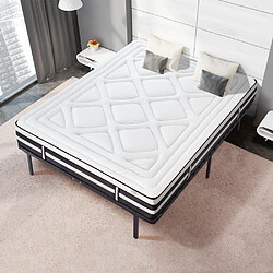 MAISON AUBERTIN Matelas Mémoire 28cm + sommier métal 90 x190cm Ensemble Matelas Mémoire de forme h28cm et Sommier en kit métal 90x190