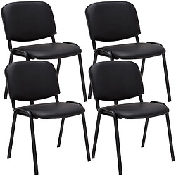 Decoshop26 Lot de 4 chaises visiteur empilable zone d'attente en PVC noir piètement à 4 pieds en métal noir 10_0003188 