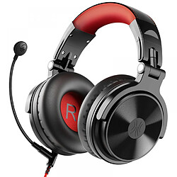 General Casque Bluetooth sur l'oreille, casque Hi-Res sur l'oreille pour la surveillance et le mixage en studio, casques pliables avec son stéréo sans fil/filaire, oreillette en cuir protéiné(noir rouge)