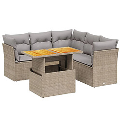 vidaXL Salon de jardin avec coussins 5 pcs beige résine tressée