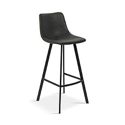 Mes Lot de 2 chaises de bar H78 cm en PU noir - POHAN