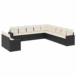 vidaXL Salon de jardin 11 pcs avec coussins noir résine tressée