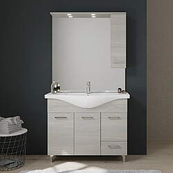 Kiamami Valentina MEUBLE DE SALLE DE BAINS À POSER 105 CM AVEC PORTES LAVABO ET MIROIR | RIMINI