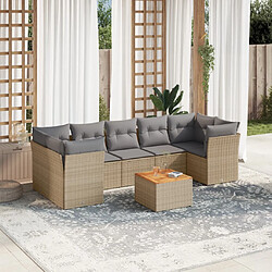 vidaXL Salon de jardin avec coussins 8 pcs beige résine tressée 