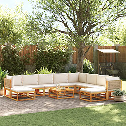 vidaXL Salon de jardin avec coussins 11 pcs bois massif d'acacia