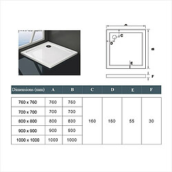 Receveur de douche 80x80x3cm rectangle pas cher