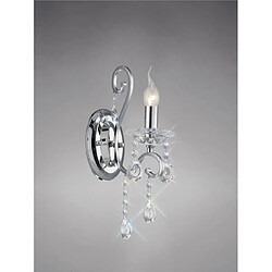 Luminaire Center Applique murale Vela avec interrupteur 1 Ampoule chrome poli/cristal Coloris : chrome poli Largeur en Cm : 11 Hauteur en Cm : 37 Profondeur en Cm : 23 Poids en Kilos : 0,8 Nombre d'ampoules : 1 Type d'ampoule : E14 Puiss