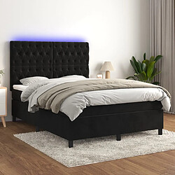 vidaXL Sommier à lattes de lit matelas et LED Noir 140x190 cm Velours