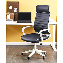 Beliani Chaise de bureau Cuir PU Noir LEADER