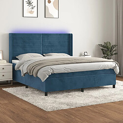 vidaXL Sommier à lattes de lit matelas et LED Bleu foncé 180x200 cm