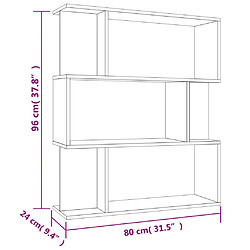 vidaXL Bibliothèque/Séparateur de pièce Gris béton Bois d’ingénierie pas cher