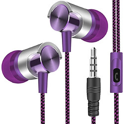 Wewoo Ecouteurs Métal filaire écouteur super basse son casque intra-auriculaire Sport avec micro pour Xiaomi Samsung Hu(violet) 