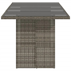 Avis vidaXL Table de jardin dessus en verre gris 190x80x74cm résine tressée