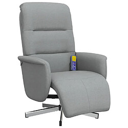 vidaXL Fauteuil inclinable de massage et repose-pieds gris clair tissu