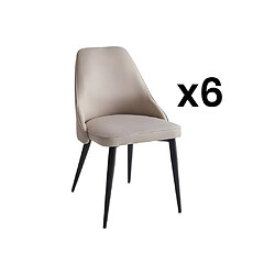 Vente-Unique Lot de 6 chaises en tissu et métal - Crème - EZRA