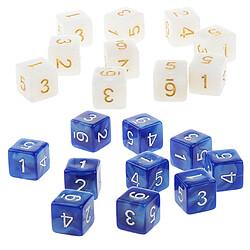 20 pièces six faces dés d6 pour jouer à d u0026 d rpg party game blanc et bleu dé de 16mm D6 meurent