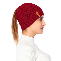 Acheter Queue De Cheval Messy Bun Beanie Hats Knit Stretchy Beanie Hats Cap Rouge