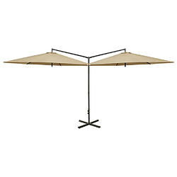 vidaXL Parasol de jardin double avec mât en acier taupe 600 cm